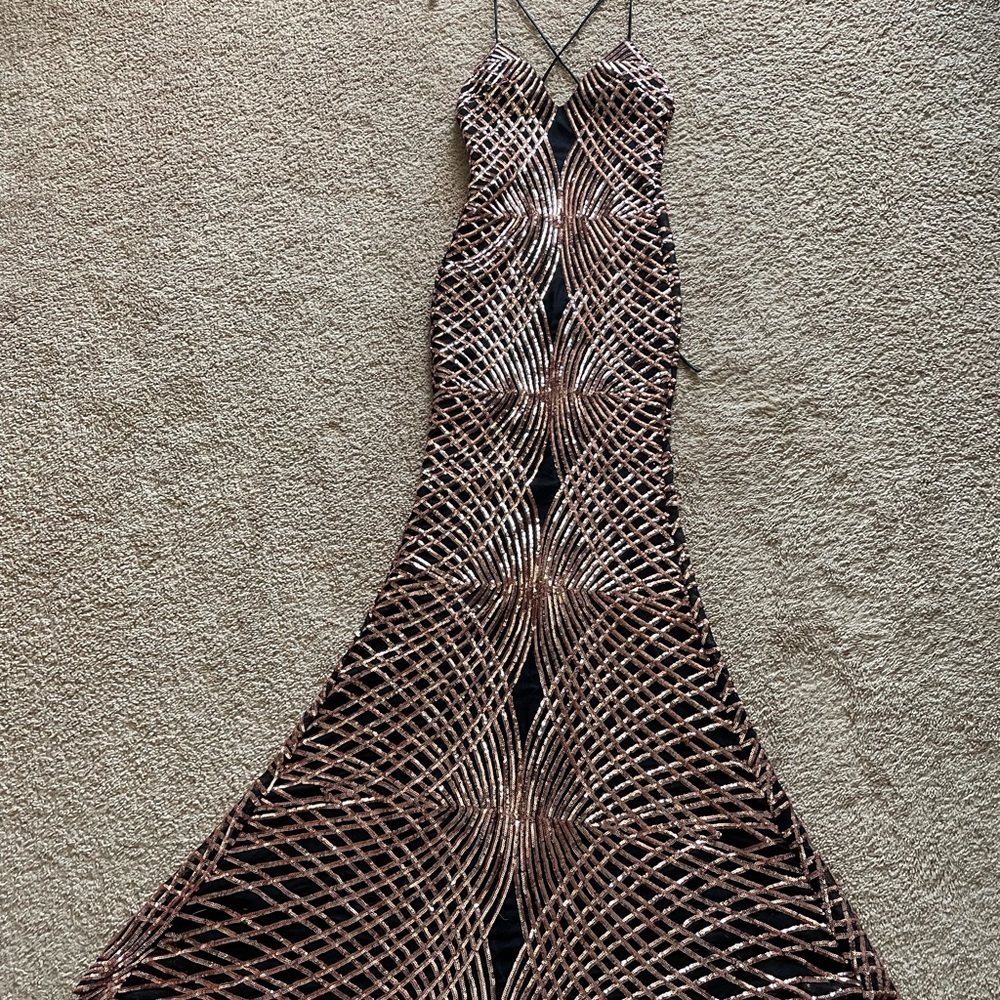 Formal Gown - Black w/gold sequins